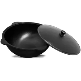4big.fun Gusseisen Kasan 22L eben NAMANGAN Deckel Topf Kazan WOK Kessel BBQ