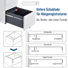 Vinsetto Aktenschrank, Weiß, Metall, 48x59x39 cm, Arbeitszimmer, Aktenschränke