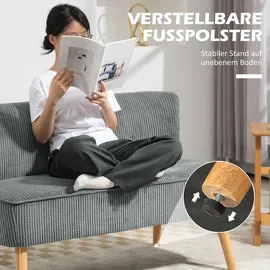 Homcom 2 Sitzer Sofa, Gepolsterte Couch, mit Kordoptik, Holzbeine für Wohnzimmer, | Gr.: onesize