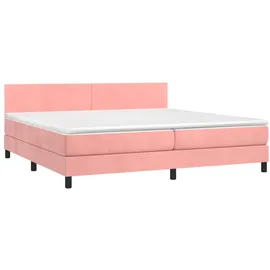 vidaXL Boxspringbett mit Matratze & LED Rosa 200x200 cm Samt