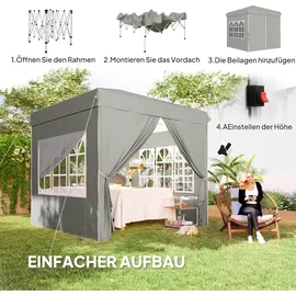 Outsunny Faltpavillon 2,5 x 2,5 m inkl. 4 Seitenteile Hellgrau
