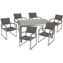 7-teilige Gartengruppe Tischgruppe Sitzgruppe Garten Tisch Stuhl Aluminium