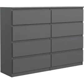 meble masztalerz Kommode 120 cm Breit - Modernes Sideboard - Schrank mit 8 Schubladen - Schubladenschrank - Kommodenschrank für Wohnzimmer, Flur, Schlafzimmer - Anthrazit 120x101,5x39 cm