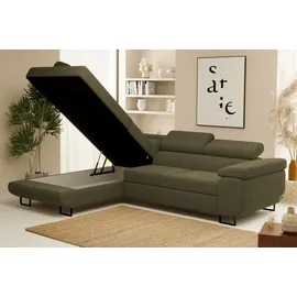 Fun Möbel Ecksofa Sofa mit Schlaffunktion METZ Stoff Poso Creme Ottomane Links