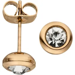 Paar Ohrstecker JOBO "Ohrringe roségold-farben mit 2 Zirkonia", rosa (roségoldfarben), Ohrringe, Damen, Edelstahl, Edelstahl