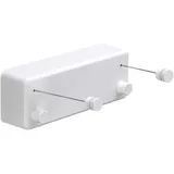 Ausziehbare Wäscheleine Aus Abs + Wäschetrockner Aus Aluminium Mit Doppelt Verstellbarem Edelstahlseil, Robustes Design Im Hotelstil, Wandmontage, 4,2 M, Weiß
