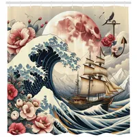 ABAKUHAUS Duschvorhang 175 x 200 cm blau rosa