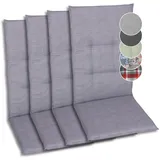 GO-DE Textil Bequeme und attraktive Polsterauflagen für Hochlehner-Gartenstühle (4er-Set, Uni grau, Hochlehner)