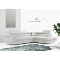 MKS MÖBEL Ecksofa GUSTAW-L, Set, Wellenfedern, T30-Schaum, Bettkasten, Kopfstützen, mit Schlaffunktion und Bettkasten, L-Form, Wohnlandschaft grau