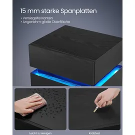 alasans Nachttisch mit LED-Beleuchtung, mit 3 Schubladen, schwarz - Schwarz