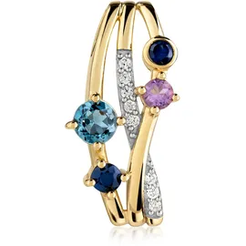FIRETTI Kettenanhänger Schmuck Geschenk Gold 333 Halsschmuck Anhänger mehrreihige Optik Blau/Lila