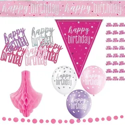 Partyset pink zum Geburtstag Party Deko Set Frau Mädchen rosa