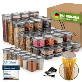viwares Vorratsdosen-Set grau 48-teilig