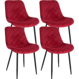 CLP 4er Set Stühle Springs Samt rot