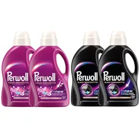 PERWOLL Flüssig-Set 4x 27 Waschladungen (108WL) 2x Black & 2x Color Blütenrausch, Feinwaschmittel-Set reinigt sanft und erneuert Farben und Fasern, mit Dreifach-Renew-Technologie