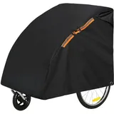 TECTICO Fahrradanhänger Abdeckung Regenschutz UV-Schutz Staubschutz Robust Wasserdicht Winddicht für Kinderfahrradanhänger Kinderwagen Hundeanhänger, Schwarz