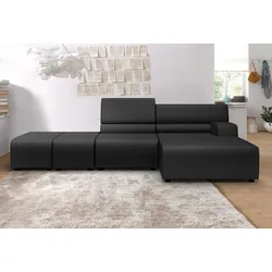 Ecksofa EGOITALIANO "Babouche, Designsofa mit außergewöhnlichem Sitzkomfort zum Wohlfühlen", schwarz, B:384cm H:80cm T:98cm, Leder u00bbBULLu00ab (echtes Rindsleder). Geschliffenes, pigmentiertes und behandeltes Rindsleder mit einer Dicke von 1, 3-1, 5 mm. Dieses Leder zeigt eine ziemlich weiche Hand mit einem halb undurchsichtigen Aussehen. Es handelt sich um ein geschütztes Leder. Eine leichte Deckschicht schützt sie vor Flecken, ohne ihre ursprünglichen Eigenschaften zu verändern. Die geschützten Leder kombinieren die Vorteile von Natürlichkeit und Weichheit mit einer guten Beständigkeit gegen Verschleiß und Ausbleichen. Das Vorhandensein der charakteristischen Zeichen, die das Leben des Tieres bestimmen, wie Narben, Körnungsunterschiede, Falten, Adern, Disharmonien in Farbtönen, beweisen ihre absolute Echtheit und großen Wert., Sofas