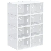 Homcom 8er Set Schuhboxen, Schuh-Organizer mit magnetischen Türen, Schuhkarton