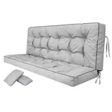 PillowPrim Asche Sitzkissen für Hollywoodschaukel, Komfortable Gartenschaukel Auflage 180 cm, Sitzbank mit Rückenlehne, Polster für Lounge