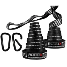 ROBBX ROBBX® Hängematte Befestigungsset 300x2,5cm inkl. Schwerlast Karabiner | Hängematten Aufhängung mit 18 Schlaufen bis 1200kg | Schaukel Baum Befestigung
