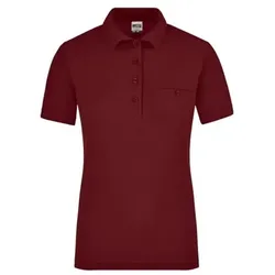 Damen Workwear Poloshirt mit Tasche JN867, wein-rot, Größe L - rot - L