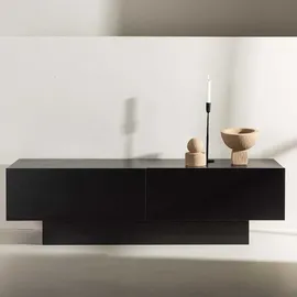 VCM Cuenca TV-Lowboard 160 x 47 x 45 cm Schwarz Glas/Holz/MDF/Melamin/Holzwerkstoff