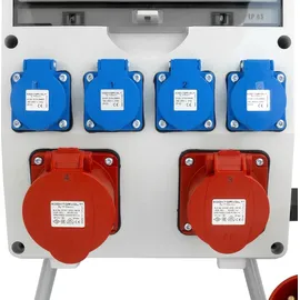 Doktorvolt Baustromverteiler mit Stecker 16A 32A 4x230V auf Ständer Mobilverteiler Stromverteiler TGD-S/FI 32A 16A 4x230V Stromverteiler Wandverteiler mit VD...