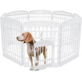 Iris Ohyama Welpenauslauf mit 8 Paneelen und abschließbarer Tür, H90cm, Weiß, Katzengehege, Hundebox, Für Outdoor, Indoor, Welpenlaufstall, Hundezaun, Welpenzaun, Laufstall Hund, Ci-908