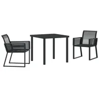 VidaXL 3-teiliges Garten-Essset Schwarz Poly-Rattan