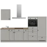 Nobilia Küchenleerblock Cascada, Grau, Eiche dunkel, Metall, 8 Schubladen, nur wie online abgebildet bestellbar, 300 cm, Blauer Engel, Pefc, Goldenes M, Made in Germany, DGM-Klimapakt, seitenverkehrt erhältlich, vormontierter Korpus, Küchen, Küchenzeilen