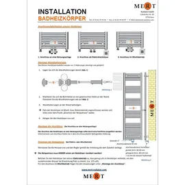 Mert Radiatoren Badheizkörper 600 x 1600 mm weiß Mittelventil