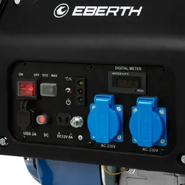 Eberth 3200W Inverter Stromerzeuger leise, 7 Ps Benzinmotor, 4-Takt, 2x 230V 2x USB