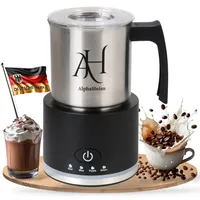 AlphaHeim® Milchaufschäumer elektrisch, Edelstahl 600W 130-500 ml, 4 in 1 Milchschäumer kabellos, für Milchschaum heiß und kalt, Barista Qualität, Spülmaschinenfest Milk Frother, TÜV®