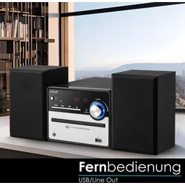 Cyberlux HiFi Musikanlage Stereoanlage | Kompaktanlage | USB | Line Out | CD/MP3 | FM Radio | 30 Speicherplätze | LED-Display | Mini HiFi Anlage | Stereoanlage mit Boxen