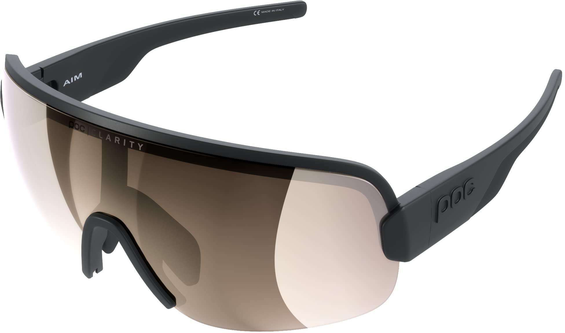 POC AIM Sonnenbrille - Sportbrille mit extra großen Brillenglas für maximales Sichtfeld für Straßen und Off-Road-Touren, Uranium Black