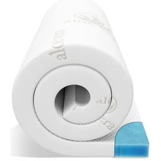 ELONEO, Topper 90x200, 100x190, 200x200 und weitere Größen, 4 cm hoch, Gel-Schaum, für Hausstauballergiker, schadstoffgeprüft, mit waschbarem Bezug weiß 100 cm x 200 cm x 4 cm