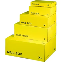 VEPATIM 20x Versandkarton 244x145x43mm MAILBOX XS mit Steckverschluss wiederverschließbar für Maxibrief gelb