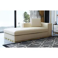 JVmoebel Chaiselongue Chaiselongue Relaxliege Loungesofa Chesterfield Couch Sofa Liege Leder, Made in Europa weiß