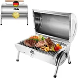 Sunjas Edelstahl Klappgrill Holzkohlegrill, BBQ Grill Doppel Grillfläche 34X21.5