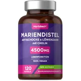 Mariendistel Artischocke Löwenzahn Komplex | 4500mg | 120 Vegane Kapseln | Hochdosiert mit 80% Silymarin | von Horbaach