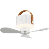 Starnearby Deckenventilator mit Beleuchtung, Deckenventilator Akku, 7200Ah Tragbarer Campingventilator mit Fernbedienung & LED Licht, Einstellbare Windgeschwindigkeit für Camping, Schlafsaal (Weiß)