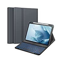 Fintie Tastatur Hülle für iPad Pro 11 Zoll 2022 / iPad Pro 11 2021/2020/ 2018 - Soft TPU Rückseite Gehäuse mit stifthalter, Abnehmbarer QWERTZ Tastatur mit Hintergrundbeleuchtung, Space Grau