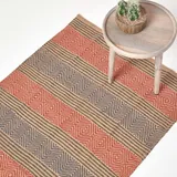 Homescapes - Handgewebter Schwarz-roter Jute-teppich Mit Geometrischem Muster, 120 X 180 Cm