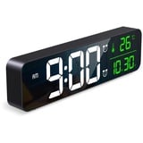 Ankilo Wanduhr Digital Groß, 10,5'' LED Digital Wecker, Grosse LCD Anzeige Wanduhr, Digitale Wanduhr mit Kalender und Temperatur, Lauter Alarm und Klar, Kalenderuhr für Decor