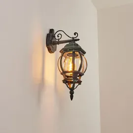 hofstein Außenleuchte Metall/Glas IP44 mit E27 schwarz/grün ohne Leuchtmittel