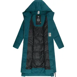 Ragwear Damen Wintermantel warmer wasserdichter und atmungsaktiver Steppmantel extralang mit Kapuze Patrise YOUMODO Pine Green25 Gr. S - S