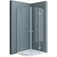 doporro Viertelkreisdusche Duschkabine Ravenna02K 80x80x190cm Duschabtrennung inkl. flache-Duschwanne ESG-Sicherheitsglas Klarglas Easy-Clean-Beschichtung