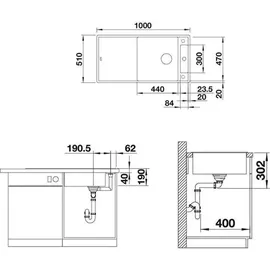 Blanco Axia III XL 6 S weiß + Excenterbetätigung + InFino + Glasschneidbrett