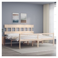 furnicato Bett Seniorenbett mit Kopfteil 200x200 cm Massivholz braun