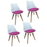 Hti-Living HTI-Living, Stühle, Esszimmerstuhl 4er Set Atlanta Weiss/Pink